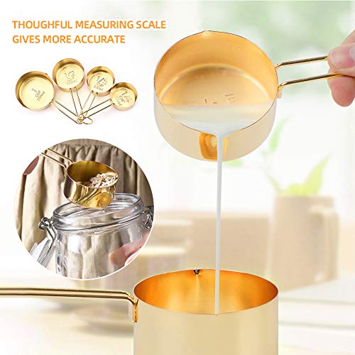 Commercial Quality Stainless Steel Measuring Cups (8-piece Set, Gold)tribal  Cooking Metal Measuring Cups And Spoons Set - 8 Pieces - Professional Stai
